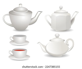 Illustration von Teekopfweißset 

realistisch.