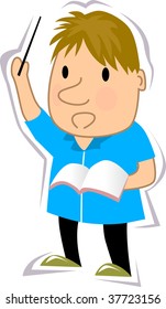 Illustration of teather holding books.