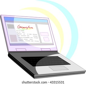 Illustration of technical equipments with laptop	