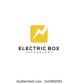 Illustration technology electric bolt in box sign modern logo design