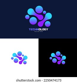 Illustration Technology Logo Design. Digital technology. Brain Logo Template. Abstract vector logo