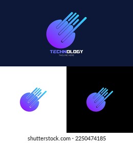 Diseño del logotipo de la tecnología de ilustración. Tecnología digital. Plantilla de logotipo cerebral. Logo del vector abstracto