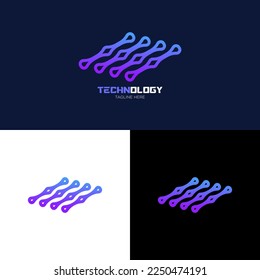 Diseño del logotipo de la tecnología de ilustración. Tecnología digital. Plantilla de logotipo cerebral. Logo del vector abstracto