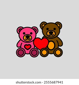 illustration of teddy bear couple
