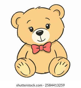 Illustration of a Teddy Bear for Cute and ChildhoodThemed Designs Childhood nostalgia, gift shop branding, plush toy illustrations