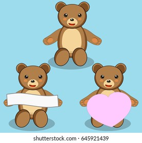 illustration of teddy bear in different pose for love background