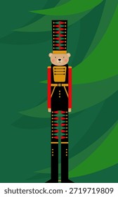 Ilustración de la figura del oso de peluche en el traje de soldado cascanueces bajo el árbol de Navidad