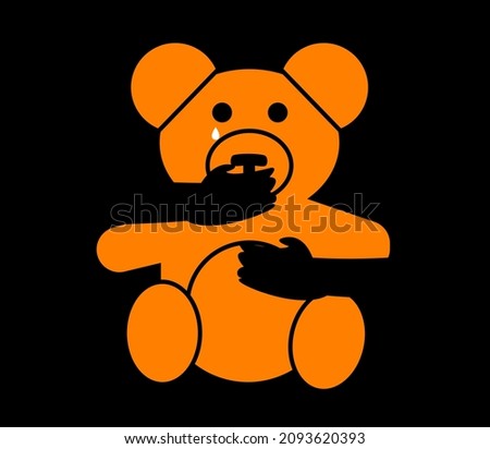 Illustration of a teddy bear getting kidnapped and facing violence. Conceptual illustration of child abduction