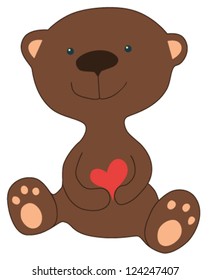 The illustration with teddy bear with heart