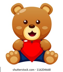 Illustration of Teddy bear with heart.vector