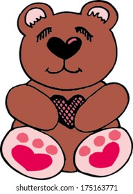 Illustration of Teddy bear with heart.vector 