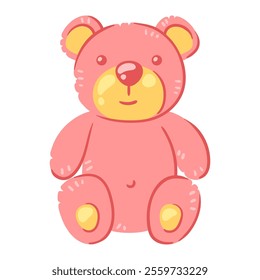 Illustration of teddy bear. New born baby girl Happy Birthday object.