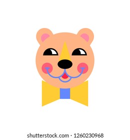 Illustration of teddy bear toy with colorful bow tie