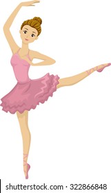 Illustration of a Teenage Ballerina Striking a Pose