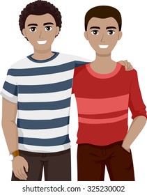 Illustration of Teenage Best Friends Chilling Together