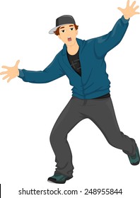 Illustration of a Teenage Boy Dancing Hip Hop