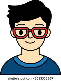 illustration of a teenage boy with glasses