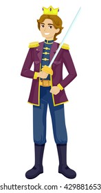 Illustration of a Teenage Boy Wearing a Prince Costume