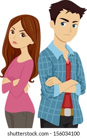 Illustration of a Teenage Couple Having a Lover's Quarrel