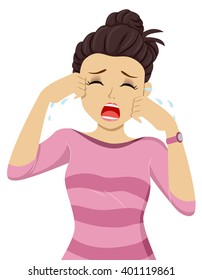 Illustration of a Teenage Girl Bawling Her Eyes Out