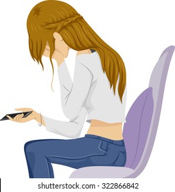 Illustration of a Teenage Girl Crying Over What She Saw on Her Phone