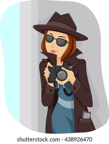 Illustration of a Teenage Girl Dressed Like a Private Detective