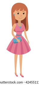 Illustration of a Teenage Girl dressed for Prom