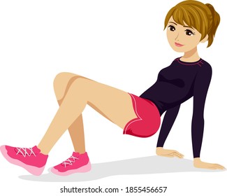 Illustration of a Teenage Girl Exercising by Doing the Crab Walk and Walking on All Fours