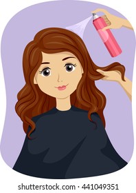 Illustration Teenage Girl Getting Hair Treatment Stock Vector (Royalty ...