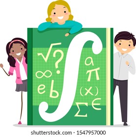 Illustration Of Teenage Girl And Guys Standing With A Calculus Book