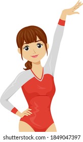 Illustration of a Teenage Girl Gymnast and Posing