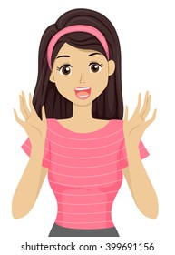 Illustration of a Teenage Girl Overjoyed After Receiving a Surprise