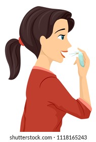 Illustration Of A Teenage Girl Spraying Breath Mint