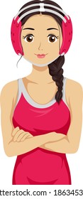 Illustration Of A Teenage Girl Wearing Wrestling Uniform And Head Gear