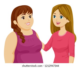 Illustration of Teenage Girls Talking to Each Other