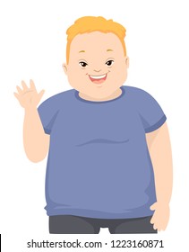 Illustration of a Teenage Guy with Down Syndrome Smiling and Waving