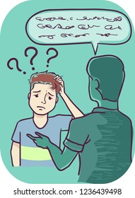 Illustration of  a Teenage Guy Scratching His Head Unable to Understand What Was Being Said
