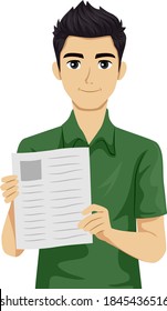 Illustration of a Teenage Guy Showing His Resume