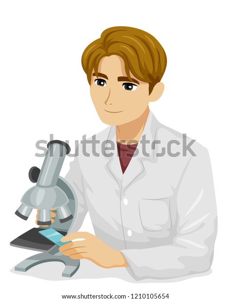 Illustration Teenage Guy Wearing Laboratory Gown Stock Vector (Royalty ...