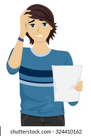 Illustration of a Teenage Male Disappointed Over His Test Results