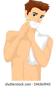 Illustration Of A Teenage Male Shaving