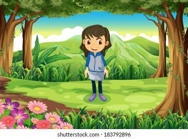 Illustration of a teenager at the jungle