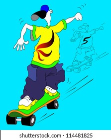 illustration of a teenager on a skateboard