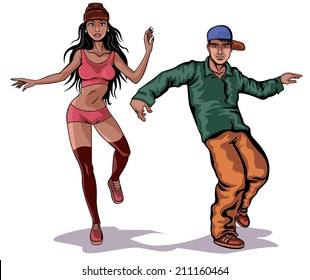 Illustration of a teenager street dancers