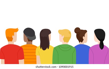 Illustration Of Teens Wearing Rainbow Color Shirts To Show LGBT Support