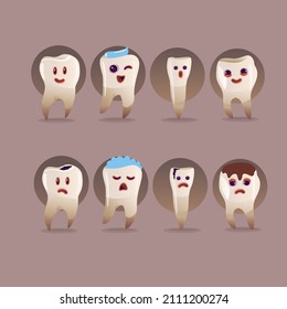 illustration of teeth character design set