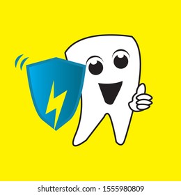 illustration of teeth cleaning with toothbrush cartoon vector flat design