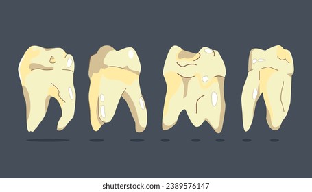 Illustration of teeth. Dental illustration. Healthy teeth. Extracted teeth. Tooth icon