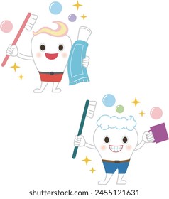 Illustration of teeth to support tooth brushing