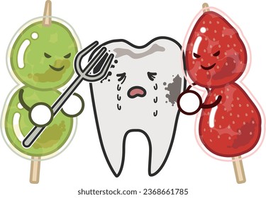 Illustration of teeth threatened by Tanghulu